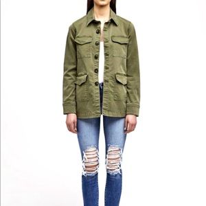 L'AGENCE Victoria Button-Front Army Green Utility Jacket